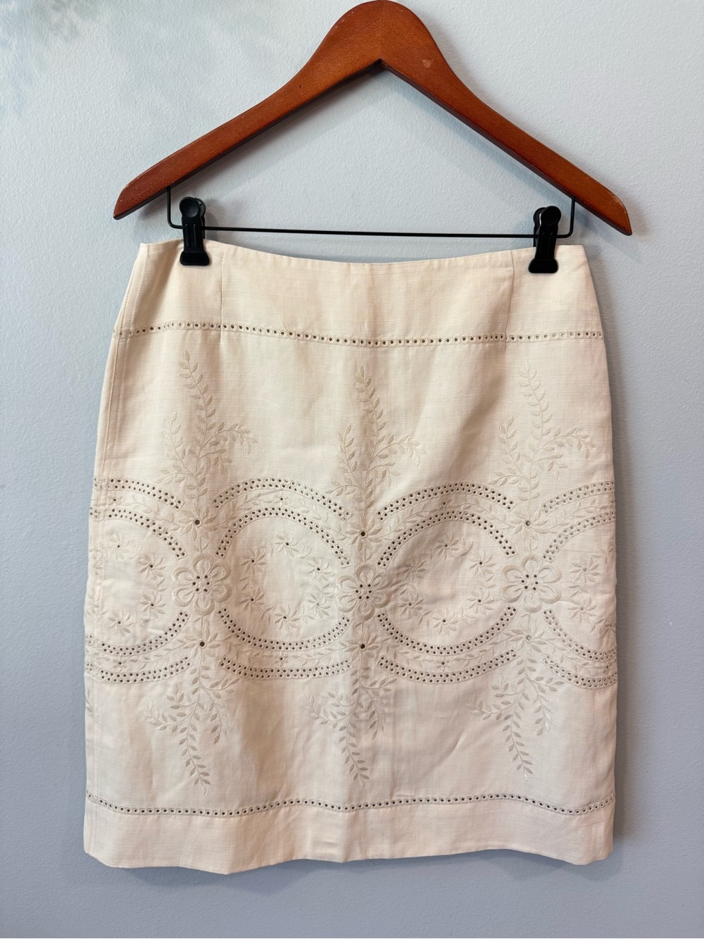 Carlisle Cream Eyelet Embroidered Pencil Skirt
